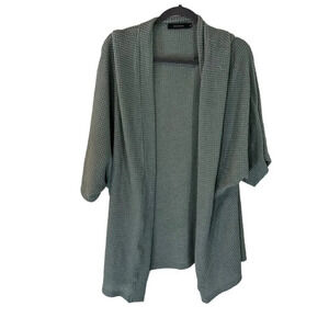 Fashion Sage Green Cardigan Sweater XL Open Waffle Knit Slouchy Office Workwear